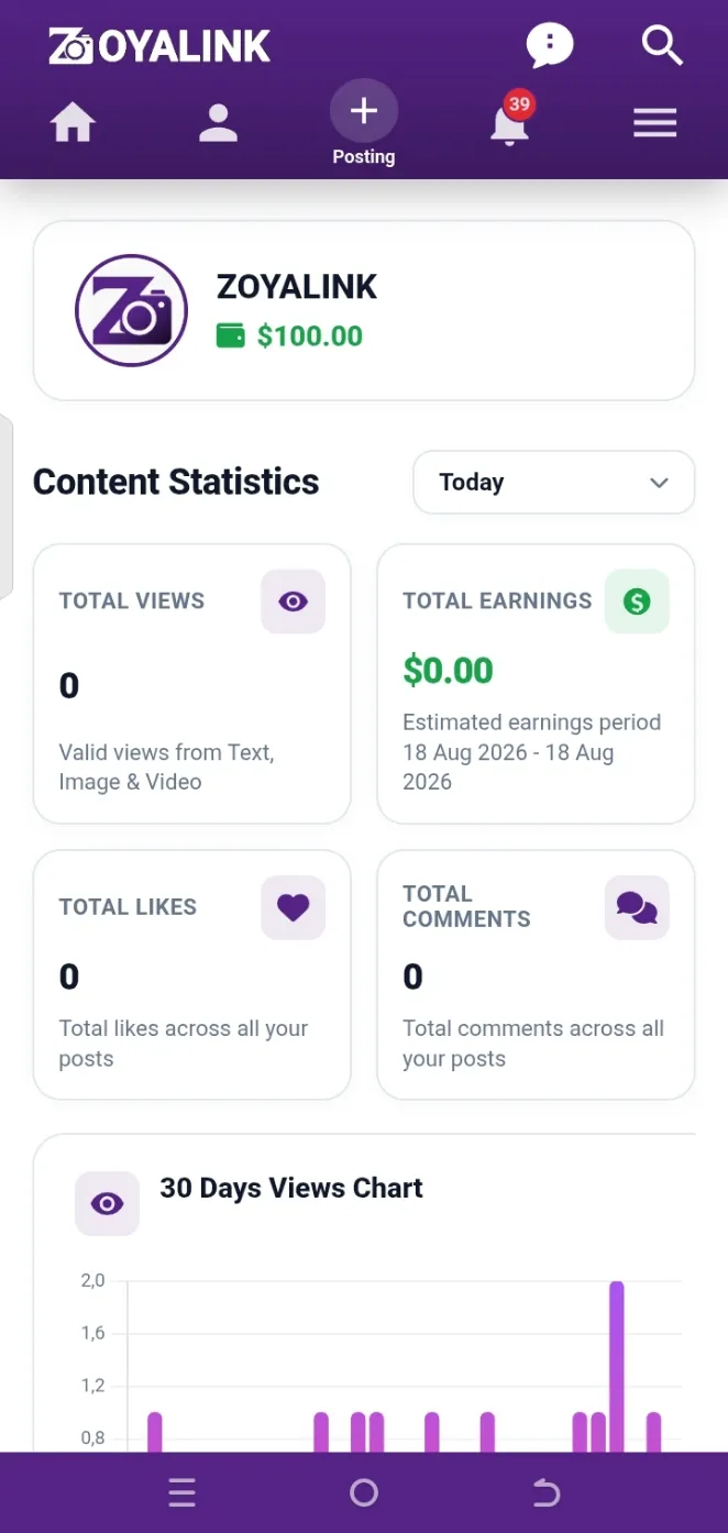 Zoyalink Dashboard