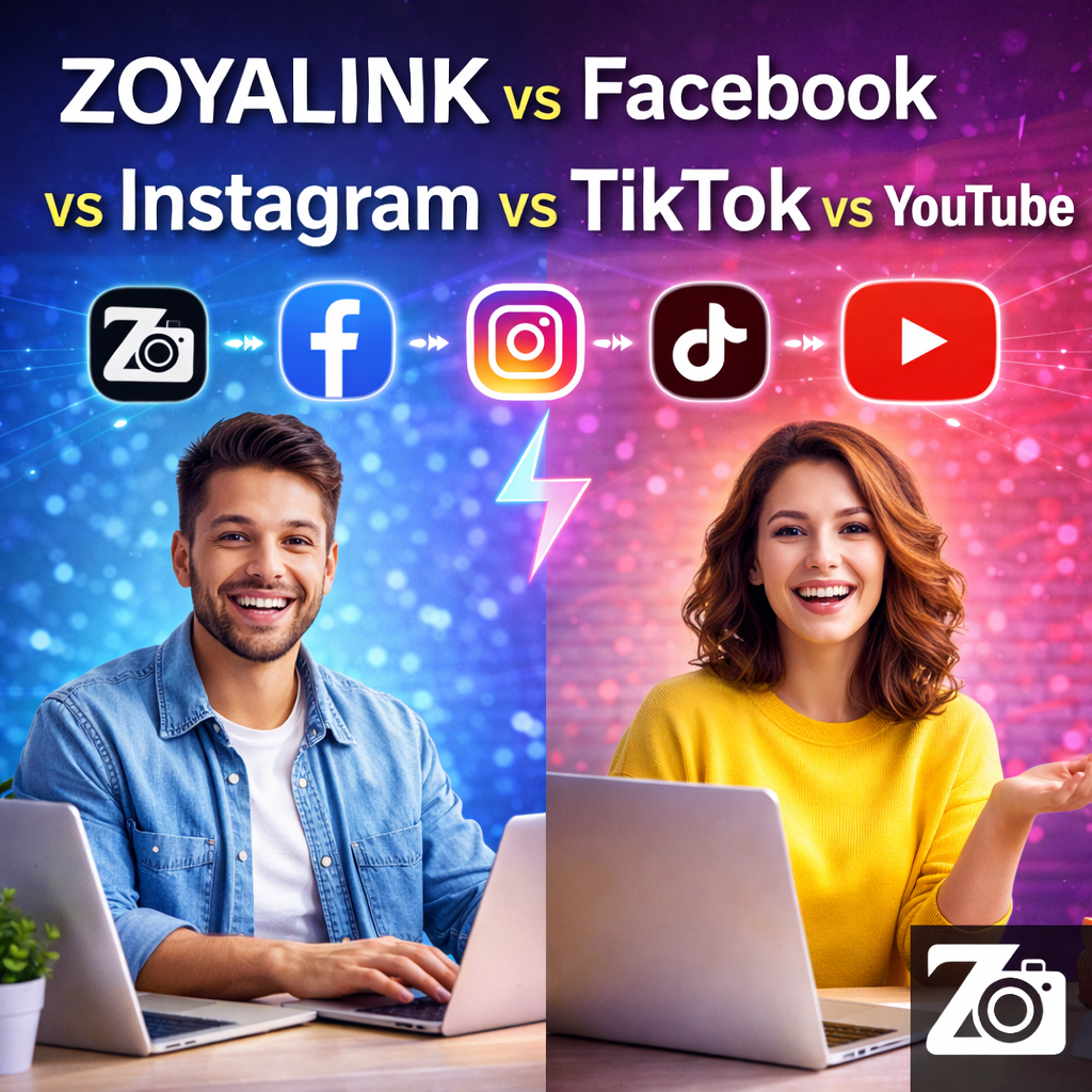 ZOYALINK vs Facebook vs Instagram vs TikTok vs YouTube: Advantages and Disadvantages for Creators