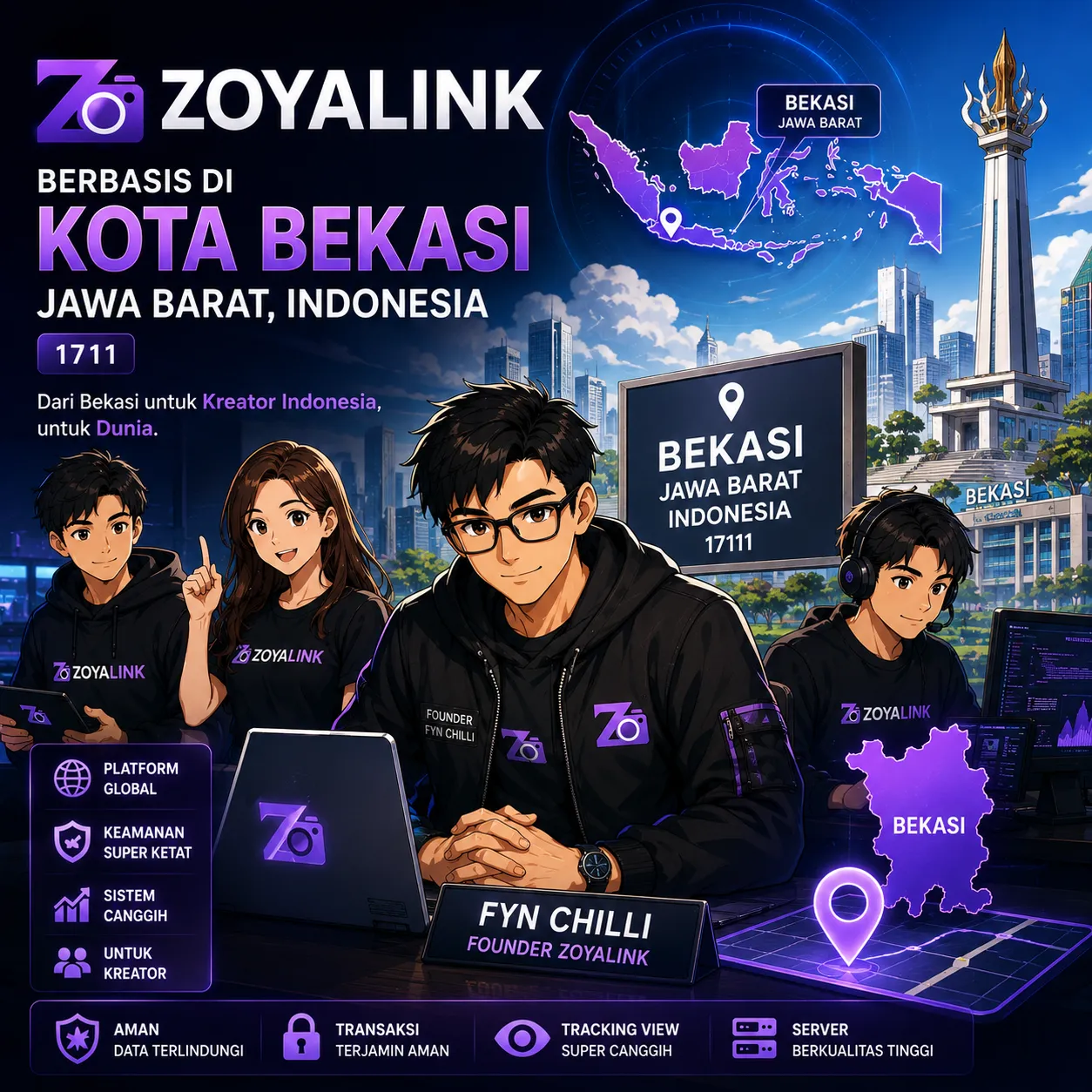 Lokasi Zoyalink: Berbasis di Kota Bekasi, Jawa Barat, Indonesia