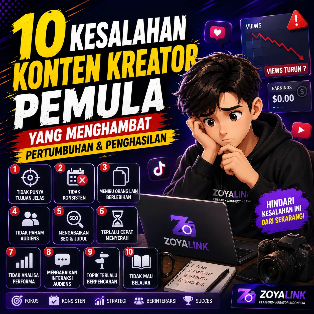 10 Kesalahan Konten Kreator Pemula yang Menghambat Pertumbuhan dan Penghasilan