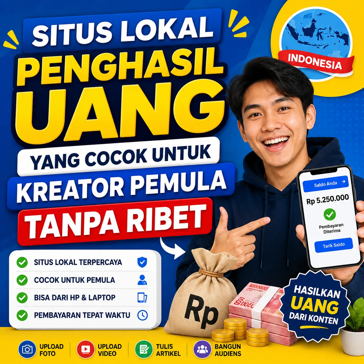 Situs Lokal Penghasil Uang yang Cocok untuk Kreator Pemula Tanpa Ribet